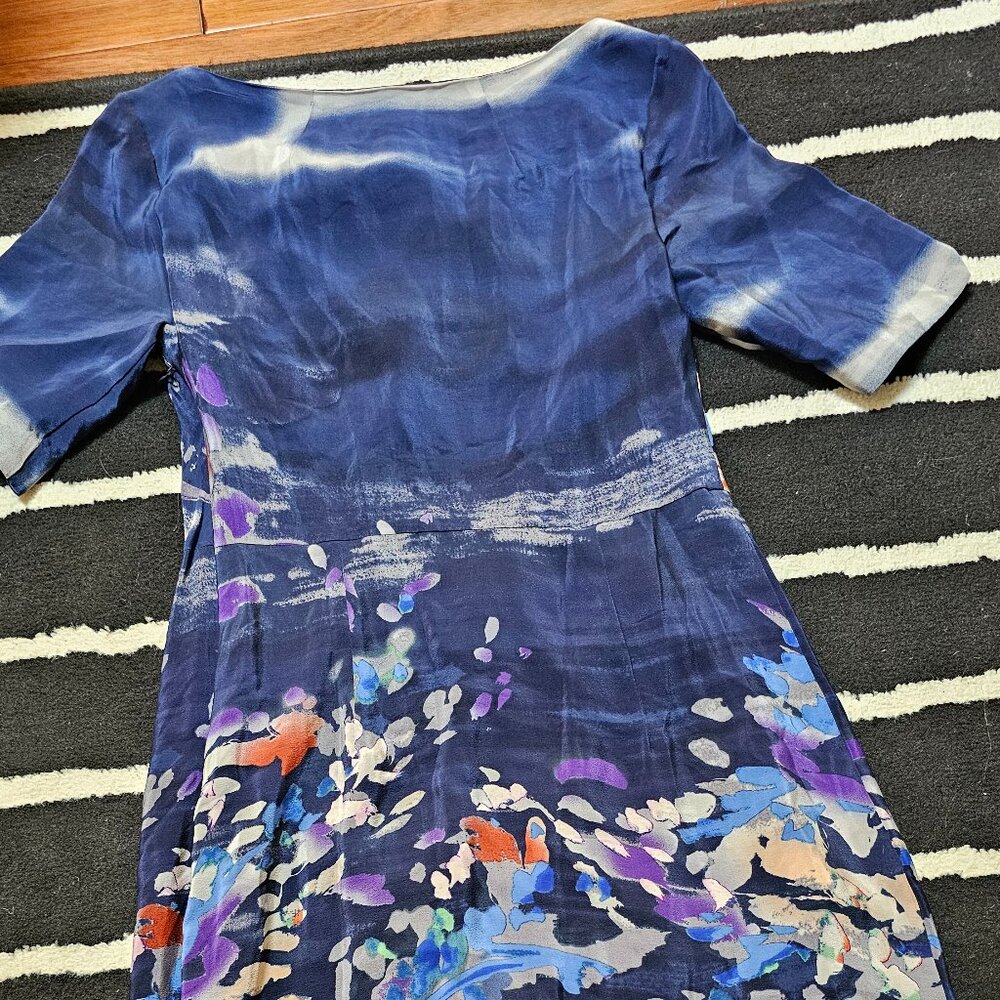 Anthropologie Coquille Japonica Silk Water Color Dress Size 4 - Picture 7 of 10